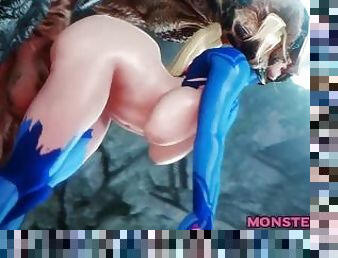 monstras, putytė, paauglys, kekšė-slut, blondinė, anime, fantazija, hentai, 3d