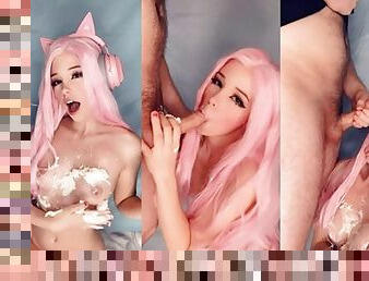 Belle Delphine gives blowjob before cumshot porn video