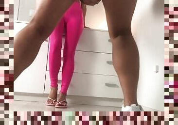 Pink flip-flops Ballbusting