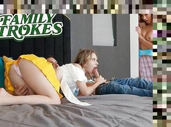 Step-Daughter Begs Her Stepdad To Let Her Nymphomaniac Bff Anya Olsen Stay The Night - FamilyStrokes