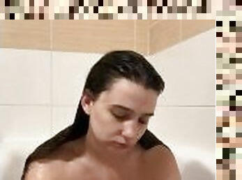 Naked horny girlfriend in bath