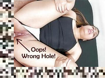 Oops, wrong hole! - I fucked her ass without mercy and ejaculated on her.