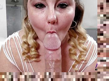 POV Amateur BBW sex - Ash Leyace Sucking - Big tits