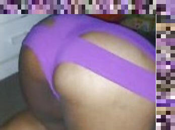 Big booty Latina rocking purple shorts