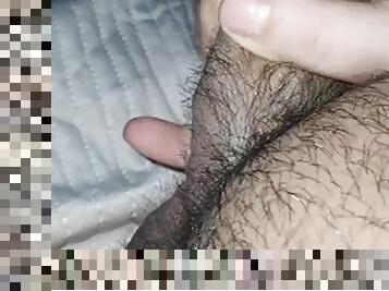 Stepmom handjob stepson hairy cock in bed