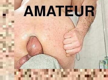 svær, amatør, anal, cumshot, stor-pikk, tysk, pikk