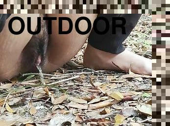 Transman Pissing Outdoors