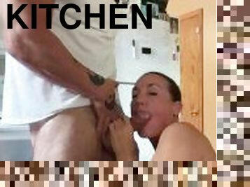 Suck it in the kitchen bitch