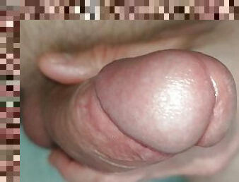 Long masturbation, playing with cock, precum, cum