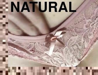 Girl with beautiful pink panties using pad