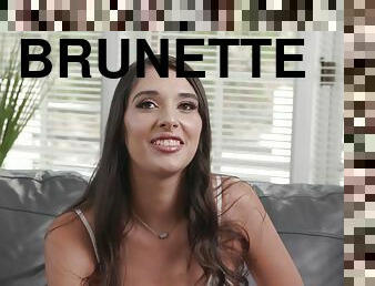 Solo brunette talking about sex in the backstage - Aria Sloane
