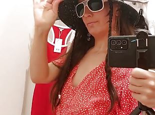 Hot amateur wife fitting room hairy pussy, big nipples. Sexy brunette hairy pussy, big ass, big tits, big nipples