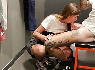 Blowjob in Fitting Room .Too Much Cum in her Mouth