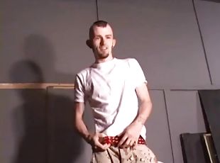 With facial hair, a mohawk and lots of piercings, Nick Stevens has that bad boy look. He drops his pants, but keeps his shirt on. With a porn video...