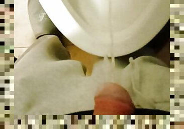 Pissing in a public toilet, uncutted cock. #13