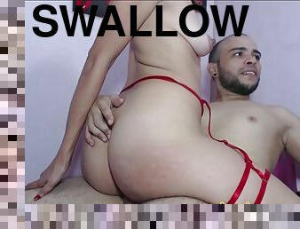 Cum swallow and reaction on BongaCams