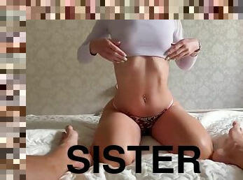 Step sister with perfect body rides big cock HARD. Amateur babe with creamy squirt POV 4K