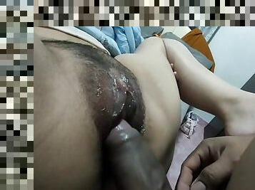 Secretly filmed licking his wifes pussy with wet saliva all over her pussy, grabbing a cock and inserting it, fucking her pussy until she cums insi...