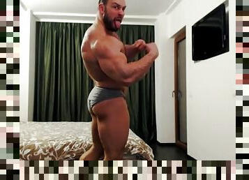 Ultra Big Intense Alpha Muscle Daddy Body Builder Flexes and
