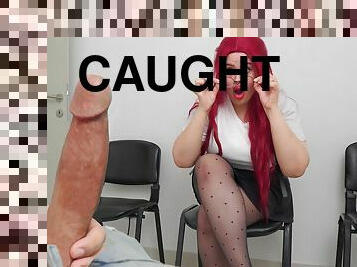 Must See The Reaction! Young Woman Caught Me Jerking Off In Public Waiting Room