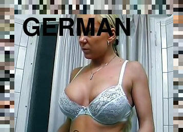 Blonde German stepmom with big tits ass fucked in the kitchen