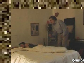 Luscious 18yo girl fucks old man after he gropes her bootie