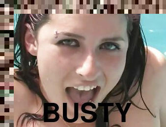 Jerk Off Girls Scene-4 Busty Brunette Jerks Off By The Pool In A Bikini