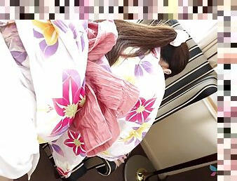 Japanese Aki Igarashi in kimono had sex with her ex the other day and liked it