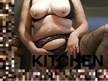Mommy Jerk Off In Kitchen With Stockings For Best Friend Of Stepson