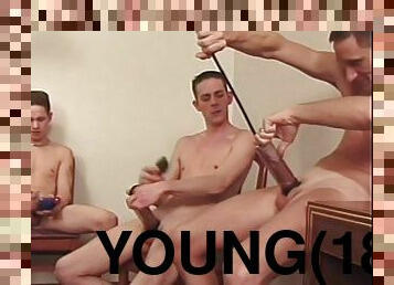 Sexy white boys with hard young bodies use cock pumps to get huge members