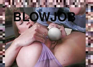 POV deep throat slut uses Hitachi after giving blowjob to her boyfriend