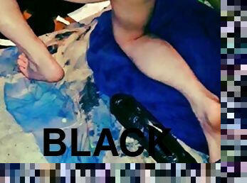 Crossdresser sissy fucks anal whore with black dildo