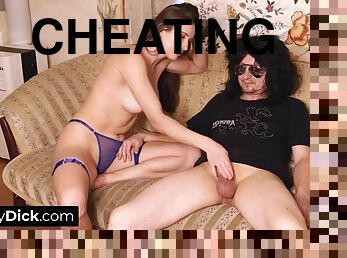 Getting his tiny dick sucked off by a cheating girlfriend