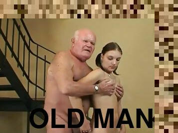 Teen slut fucks old man dick in dirty old vs young scene