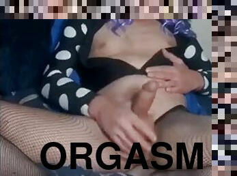 Angle Two Stroking My Huge She Cock in My Pantyhose Riding My Dildo to a Lovely Orgasm