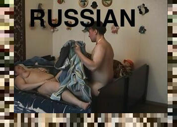Russian mature chubby mom Lora with a boy