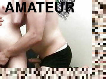 Inked dudes threesome drilling horny young babe after BJs