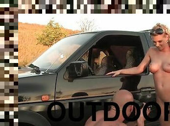 Sweetie going wild in sexy outdoor scene