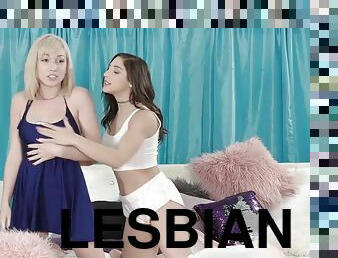 Pair Of Spunky Lesbians Fucking With Double-ended Dildo