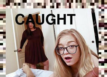 Nerdy young babe caught by her mom doing her stepdad