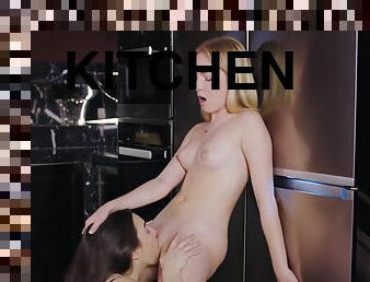 Two Horny Girls And Fucking In The Kitchen With Hayli Sanders And Bella Spark
