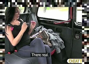 Busty euro chick gets screwed in taxi and rewarded with sperm douche