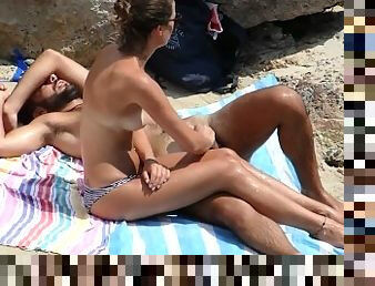 Young couple gets caught fucking on the beach - Part 2: handjob
