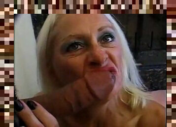 Blonde Old Granny Tart in Fishnets Fucks