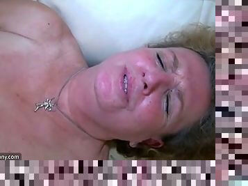 OldNanny Nice threesome, Old lady and young couple have sex