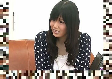 Nozomi Koizumi strips naked and gives an asian blowjob