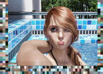 My Dorm 15- Mark Giving Back Massage to His Stepsister Emma at Swimming Pool