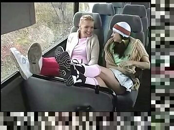 Lesbian Foot Worshiping on Bus