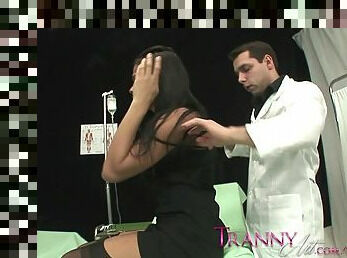 Tranny Art Tall brunette tranny gets fucked by her curious doctor