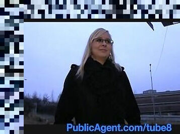 PublicAgent Outdoor fucking with sexy blonde in glasses